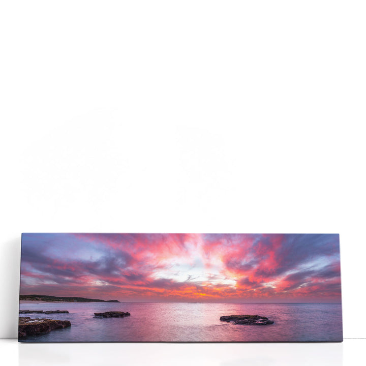 Tranquil Beach with Dramatic Sky - Canvas Print Wall Art