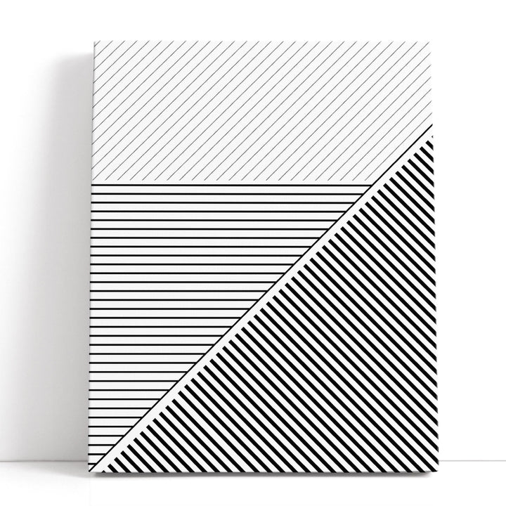 Geo Lines 2 Black and White - Canvas Print Wall Art