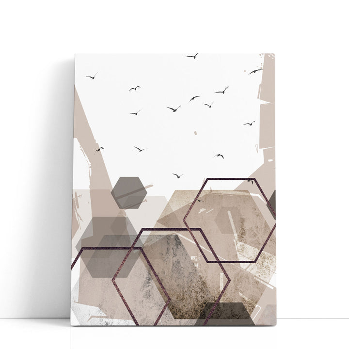 Abstract Hexagons Beige 2 - Canvas Print Wall Art