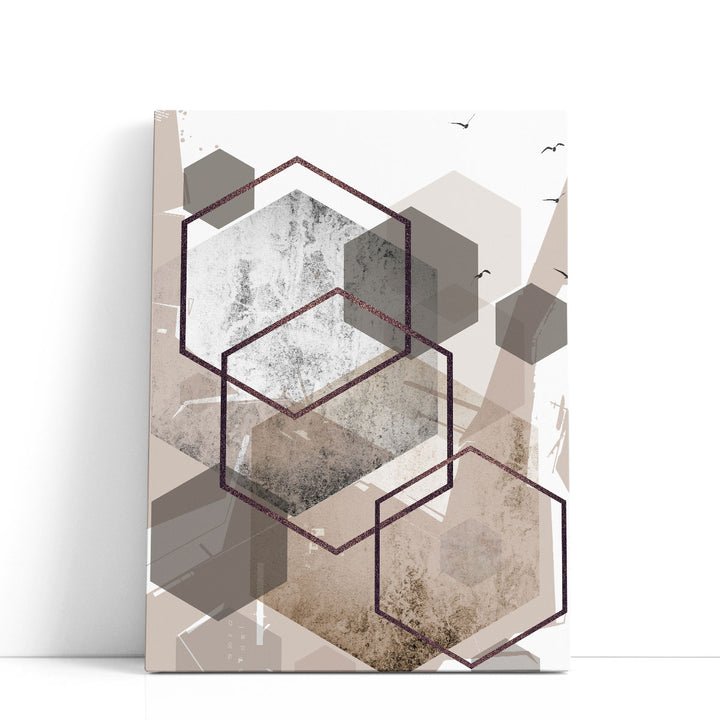 Abstract Hexagons Beige - Canvas Print Wall Art
