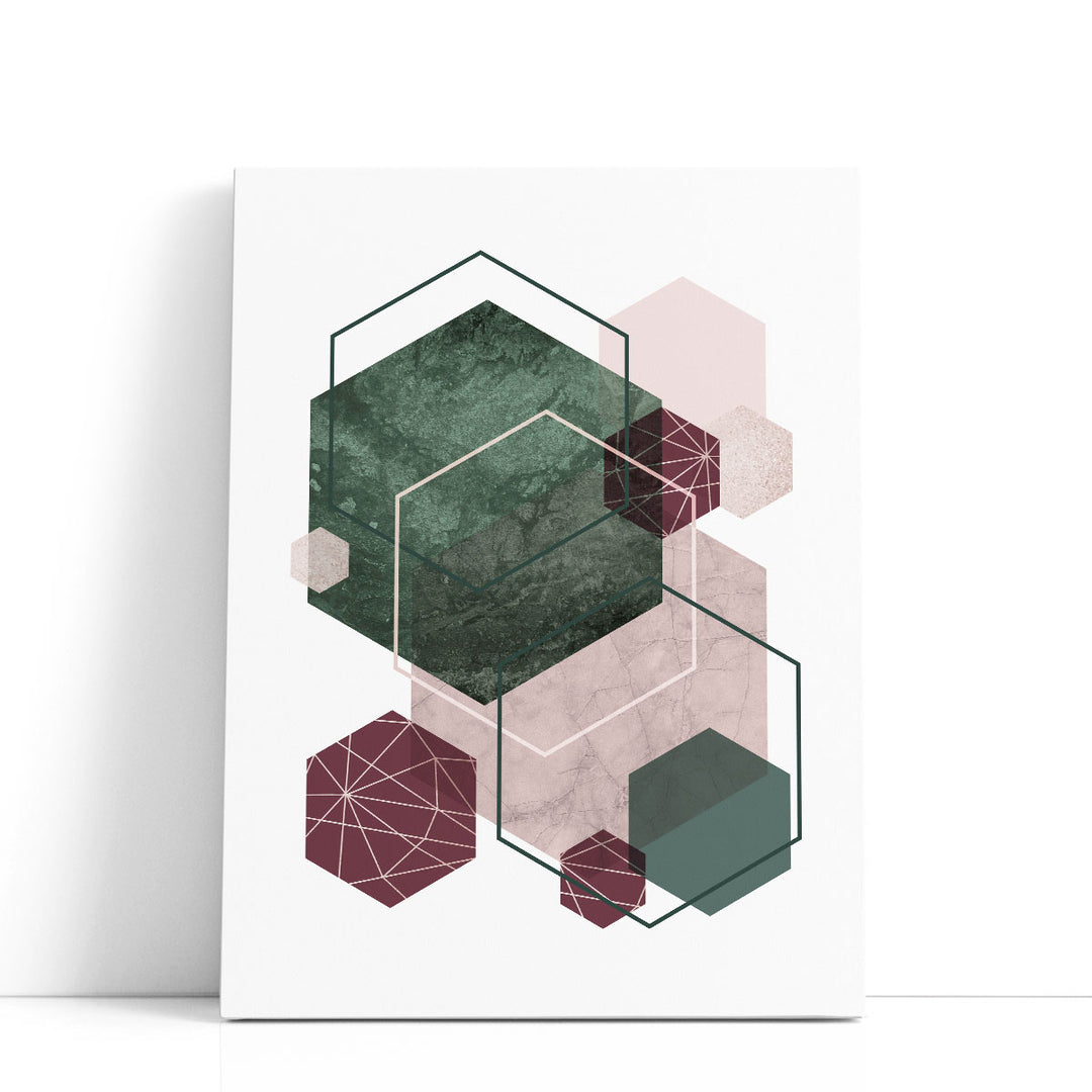 Cranberry Green Blush GEO 2 - Canvas Print Wall Art