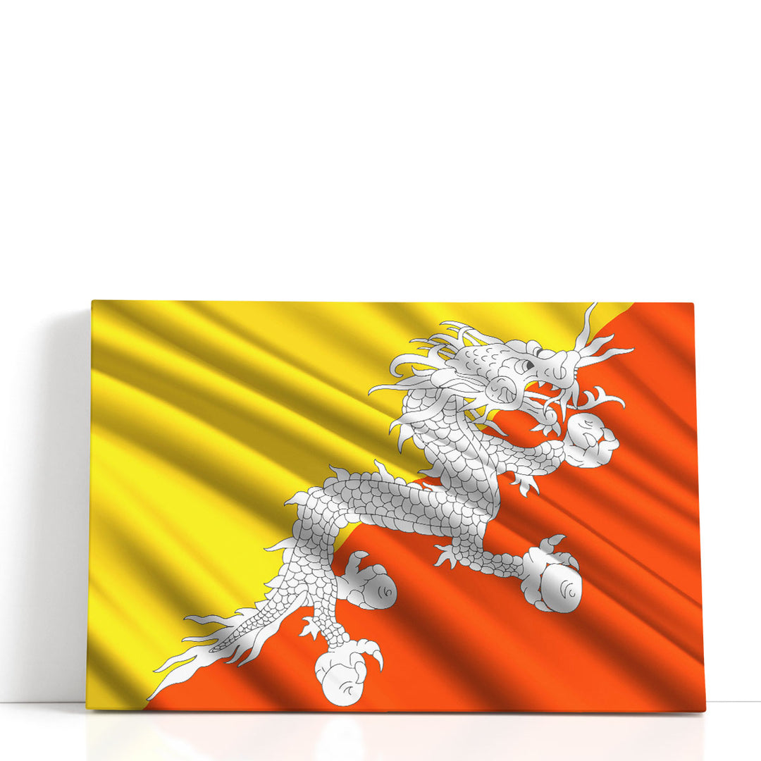 Bhutan Flag Waving - Canvas Print Wall Art