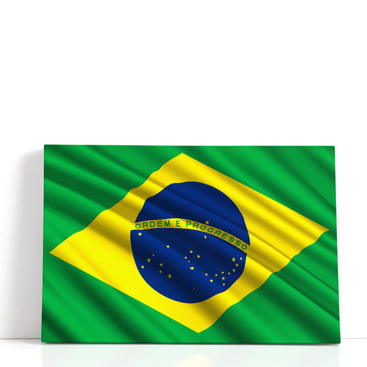 Brazil Flag Waving - Canvas Print Wall Art