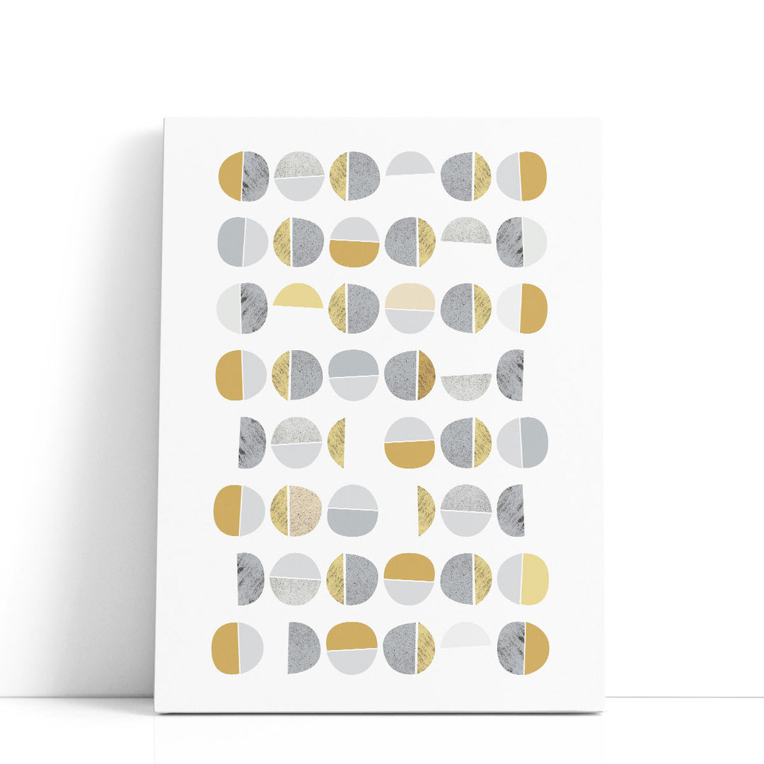 Mid Century Flora Tones Yellow Grey - Canvas Print Wall Art