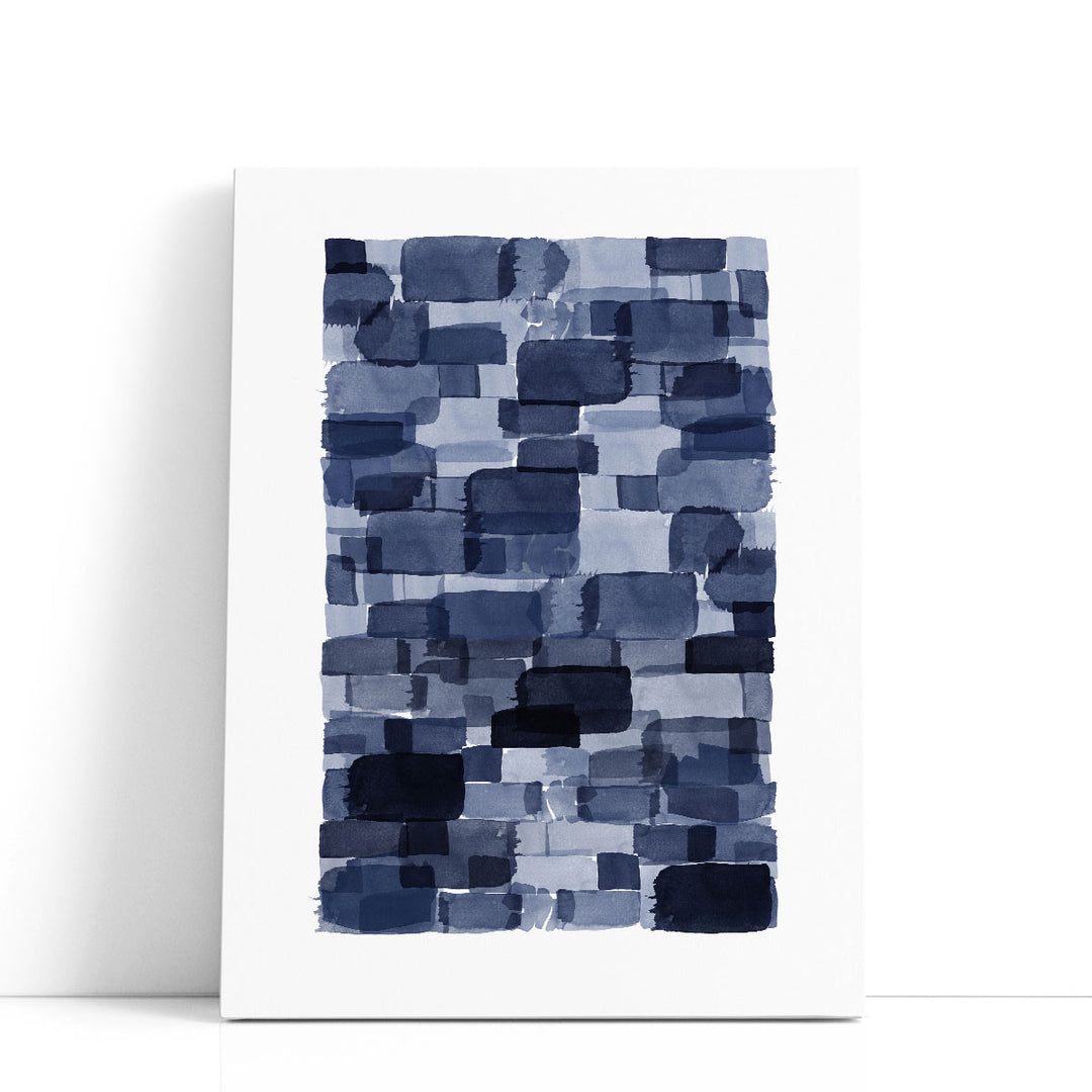 Navy Blue Watercolor Block - Canvas Print Wall Art
