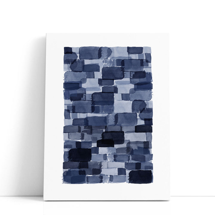 Navy Blue Watercolor Block - Canvas Print Wall Art