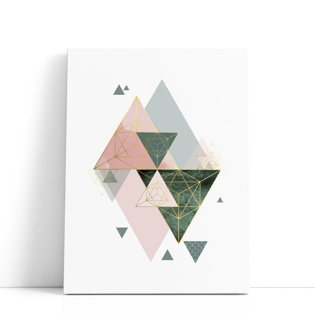 Pink Green Geo 3 - Canvas Print Wall Art