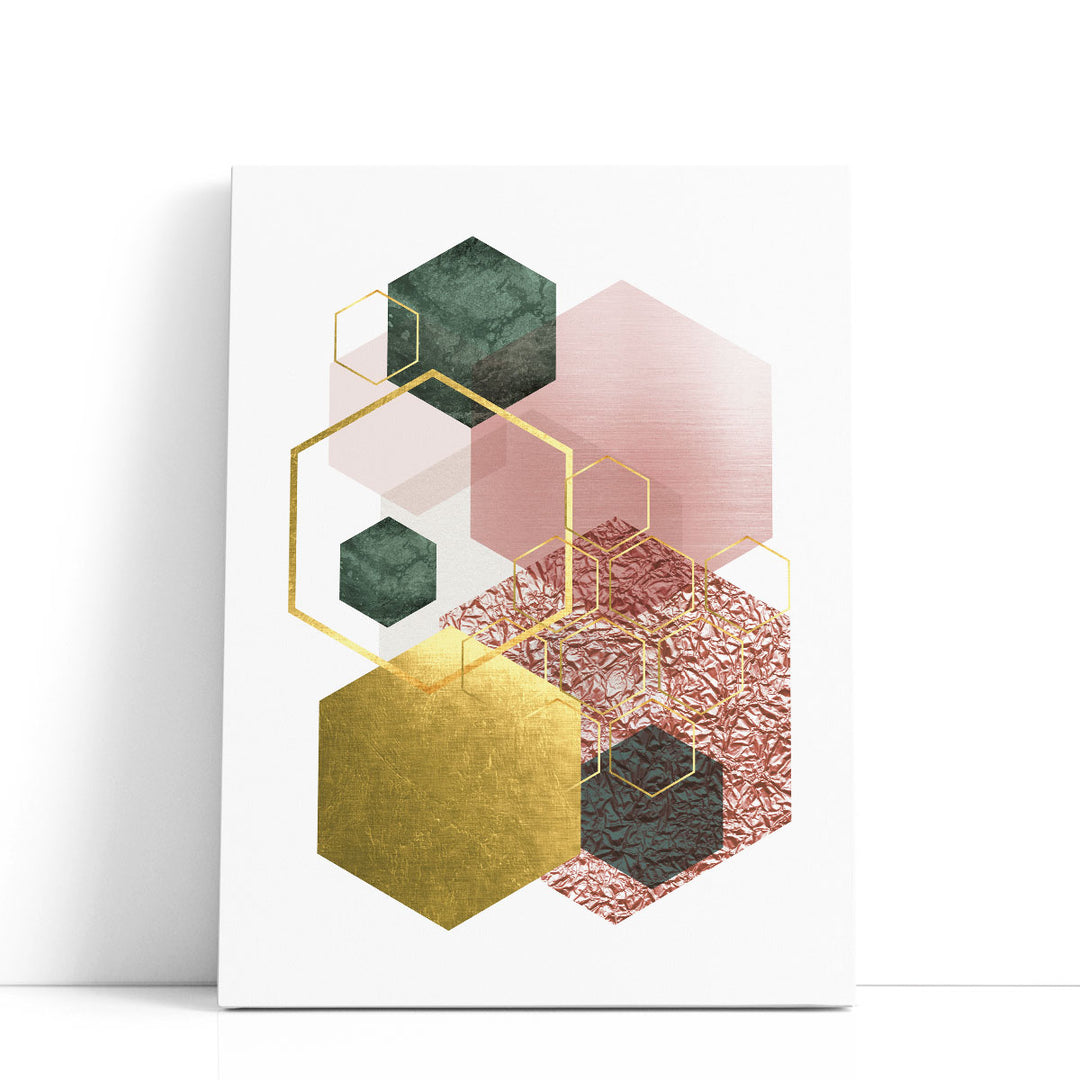 Pink Green Geo 4 - Canvas Print Wall Art