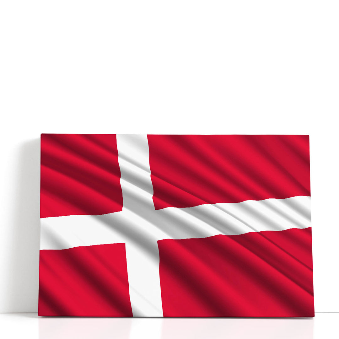 Denmark Flag Waving - Canvas Print Wall Art