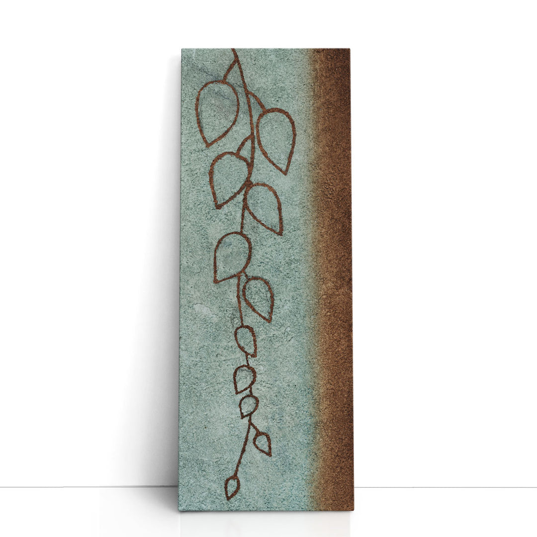 abstract wall art – neutral shapes and brown leaves
