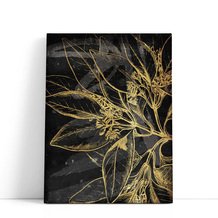 Golden Abstract Floral Mate - Canvas Print Wall Art