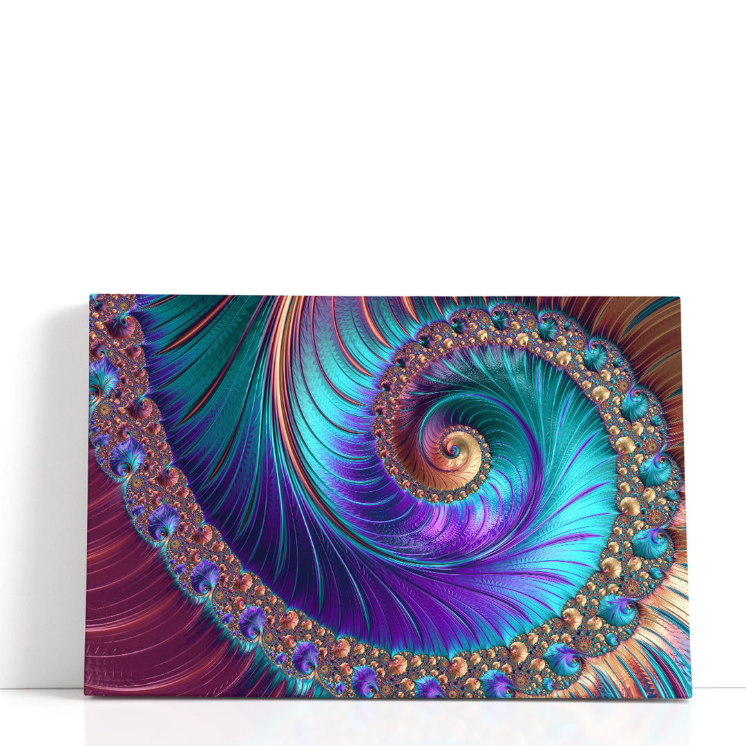 Abstract Blue Fractal Patterns - Canvas Print Wall Art