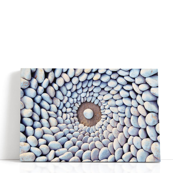 Sea Stones Laid Out in the Form of a Circle - Canvas Print Wall Art