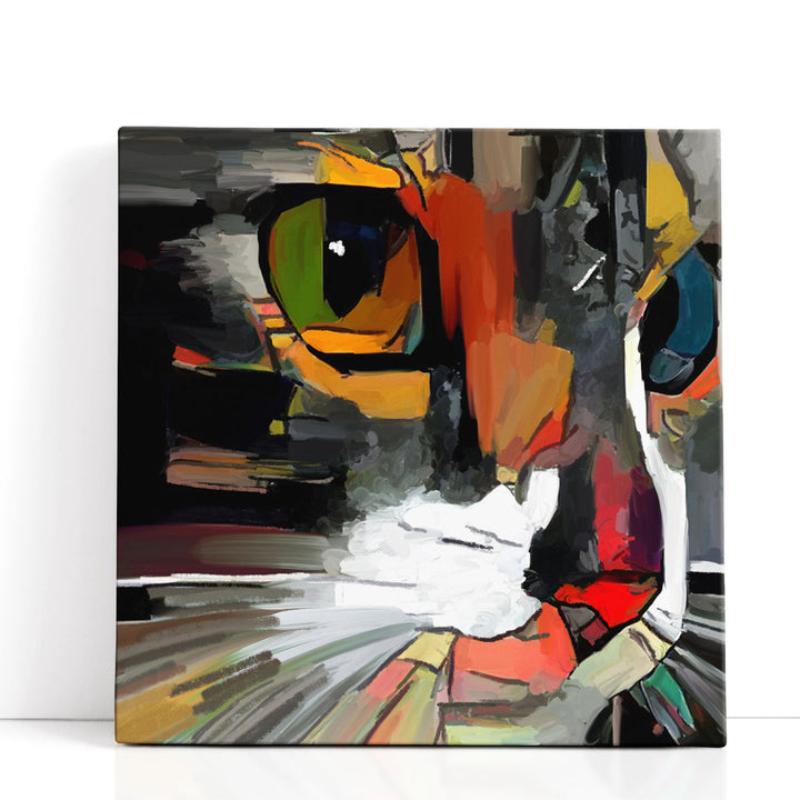 Face Of a Cat, Brushstroke Style Art - Canvas Print Wall Art