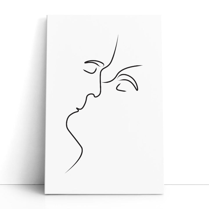 Kissing, A Line Art - Canvas Print Wall Art