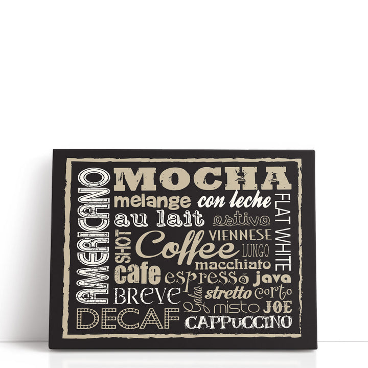 Coffee Art Print black and white coffee typography