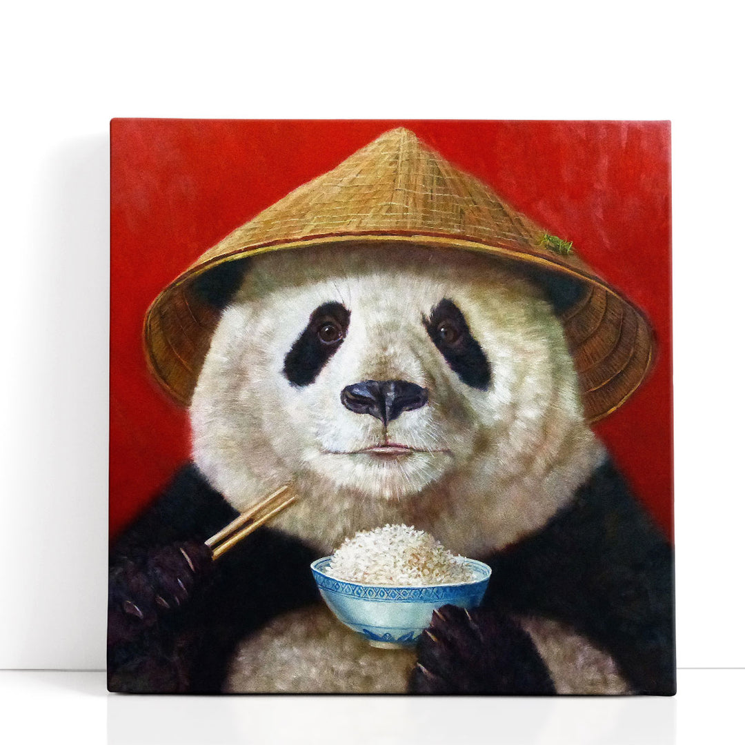 panda canvas – charming black and white portrait
