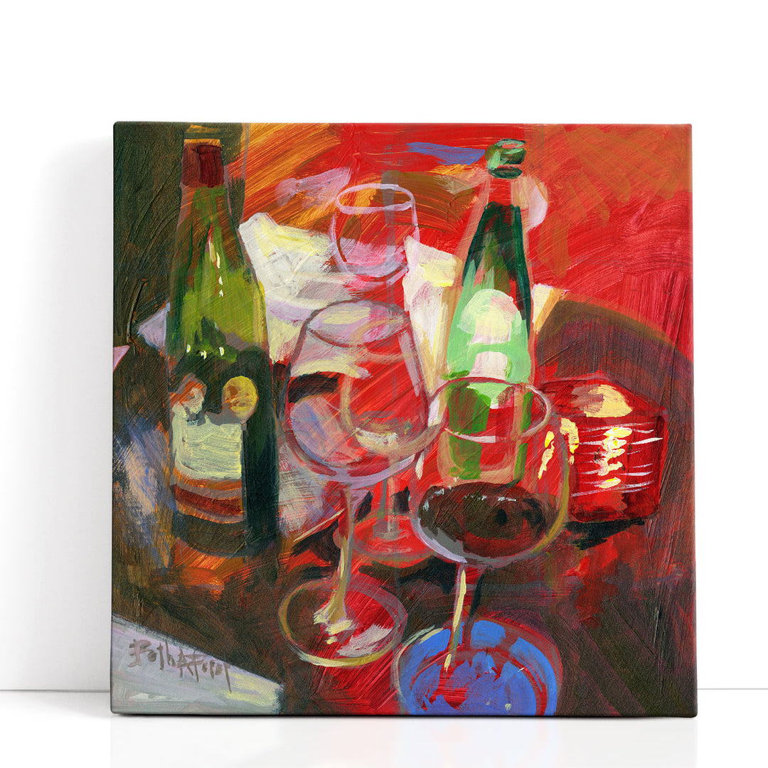 Red Wine Canvas Art – ruby red abstract brushstrokes