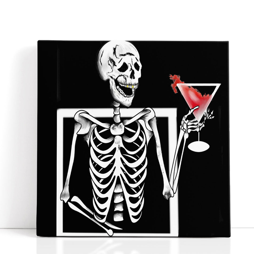 Whimsical skeleton martini scene