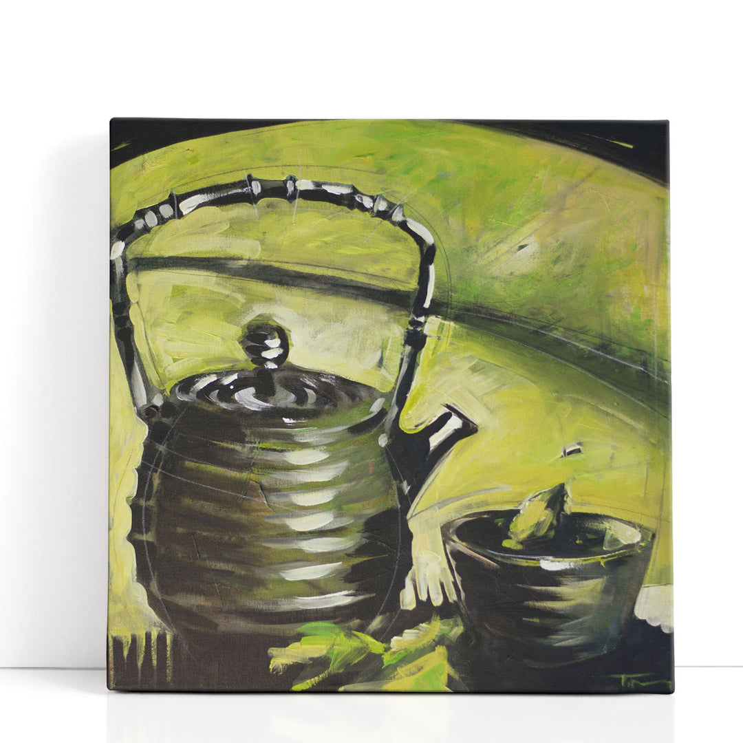 Green Artwork with verdant teapot