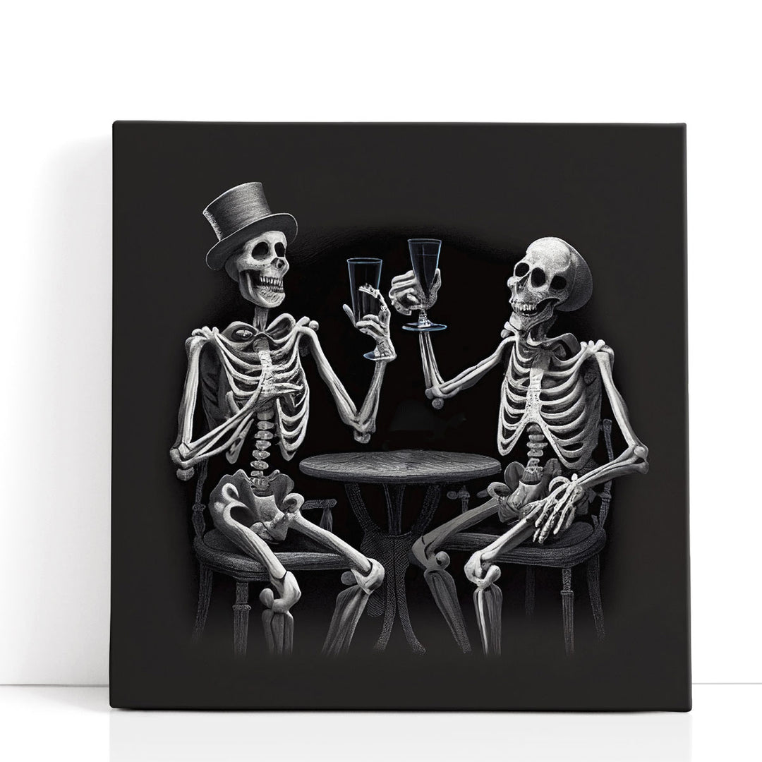 Skeleton V Black and White - Canvas Print Wall Art