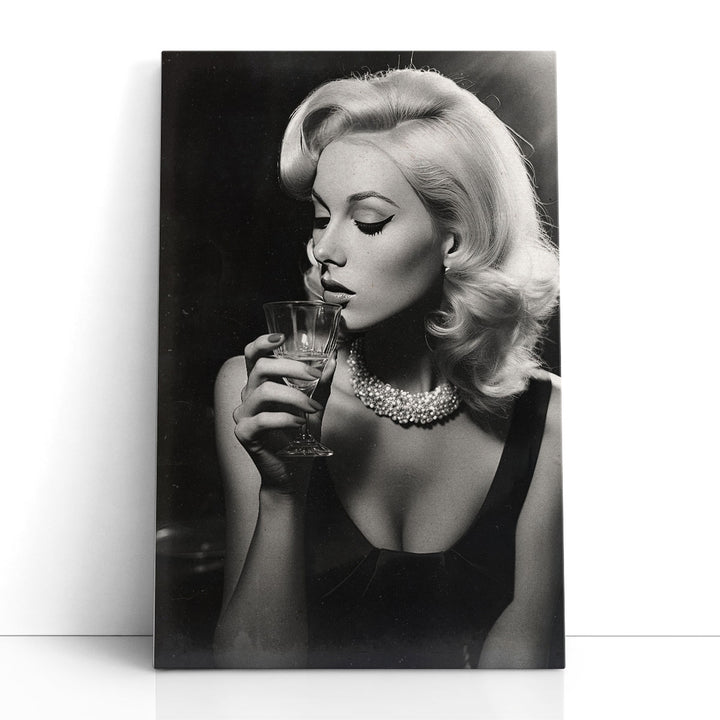 Martini Black And White - Canvas Print Wall Art