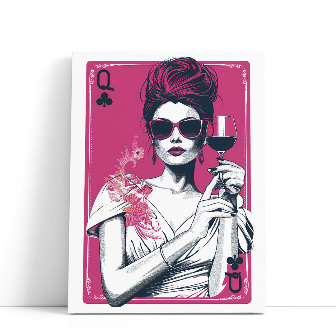 pop art prints – woman holding drink on playing card