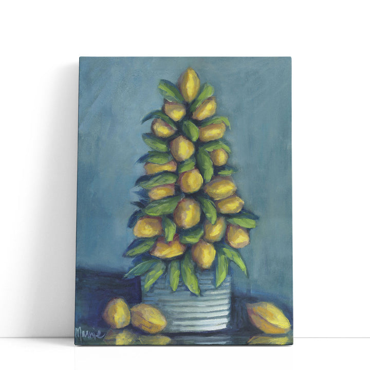 Lemon art print – vibrant ripe lemon cluster