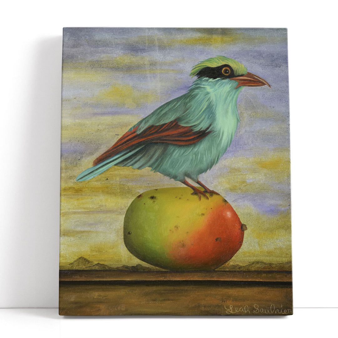 Magpie Print – curious magpie perched mango
