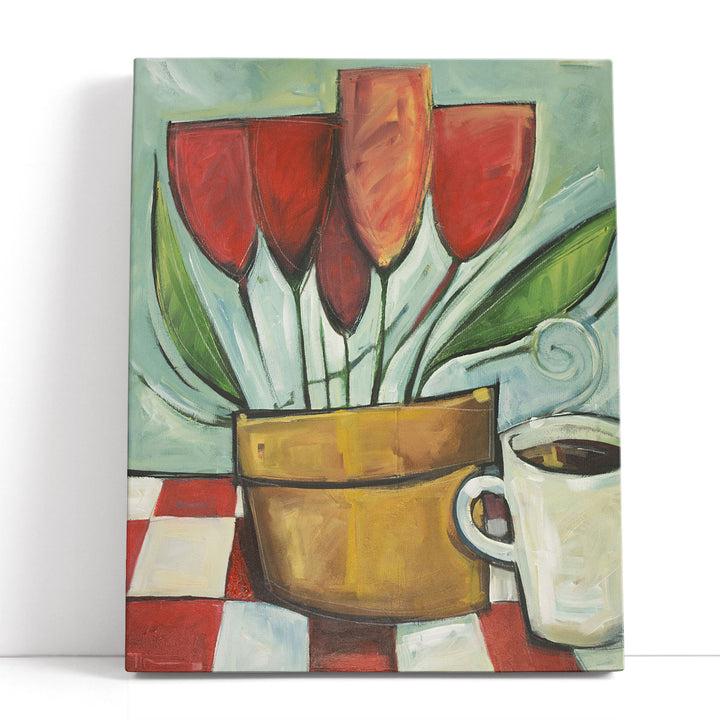 Tulips And Coffee Reprise - Canvas Print Wall Art