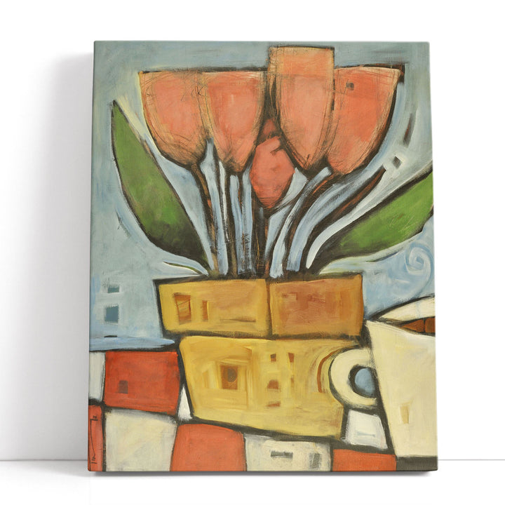 Tulips And Coffee - Canvas Print Wall Art