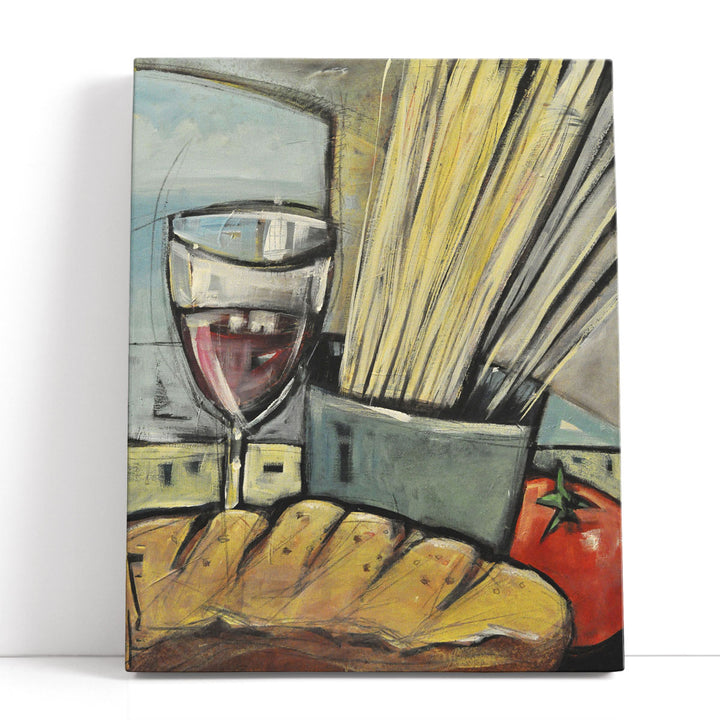 Wine Canvas Art shows wine and bread