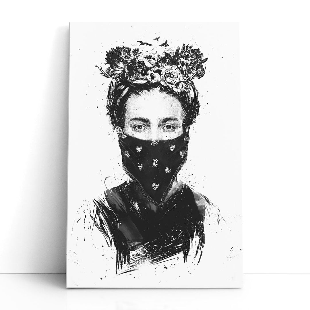 Rebel Girl Black and White - Canvas Print Wall Art