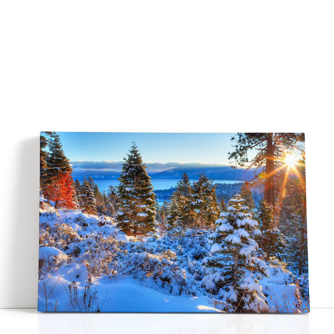 Sunrises over Lake Tahoe in California - Canvas Print Wall Art