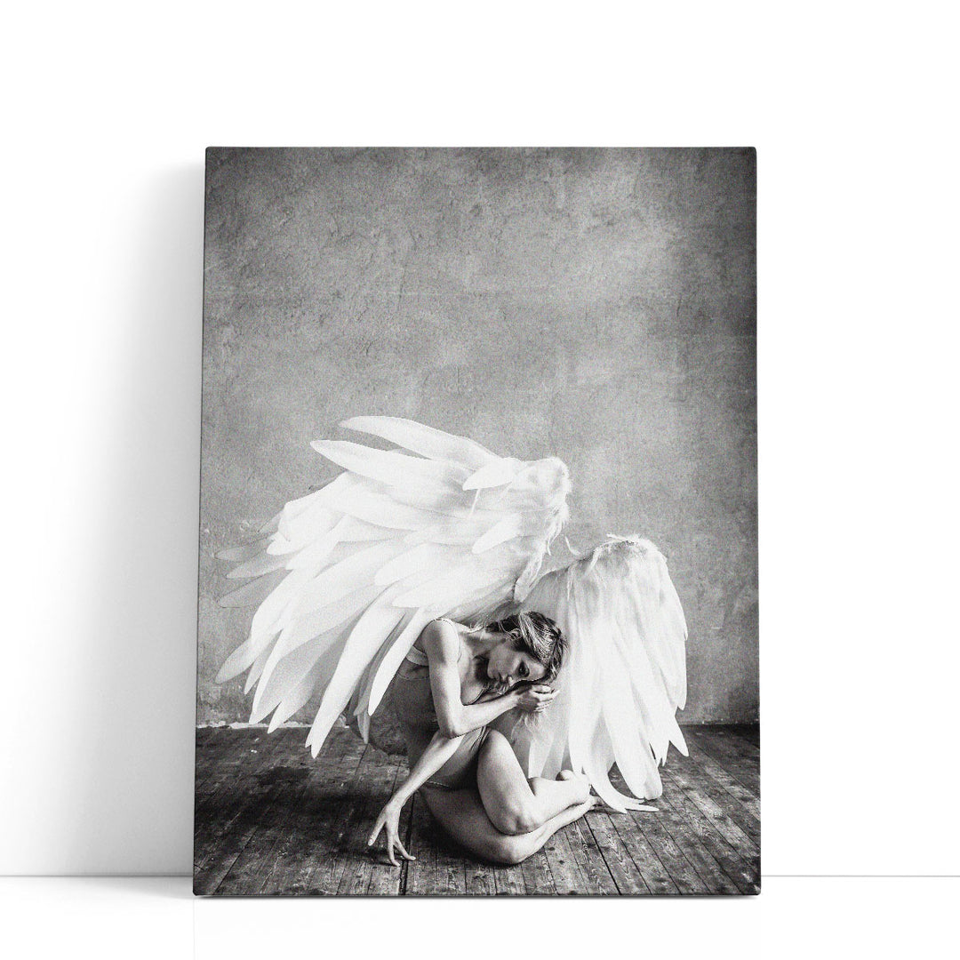 Angel Black and White - Canvas Print Wall Art