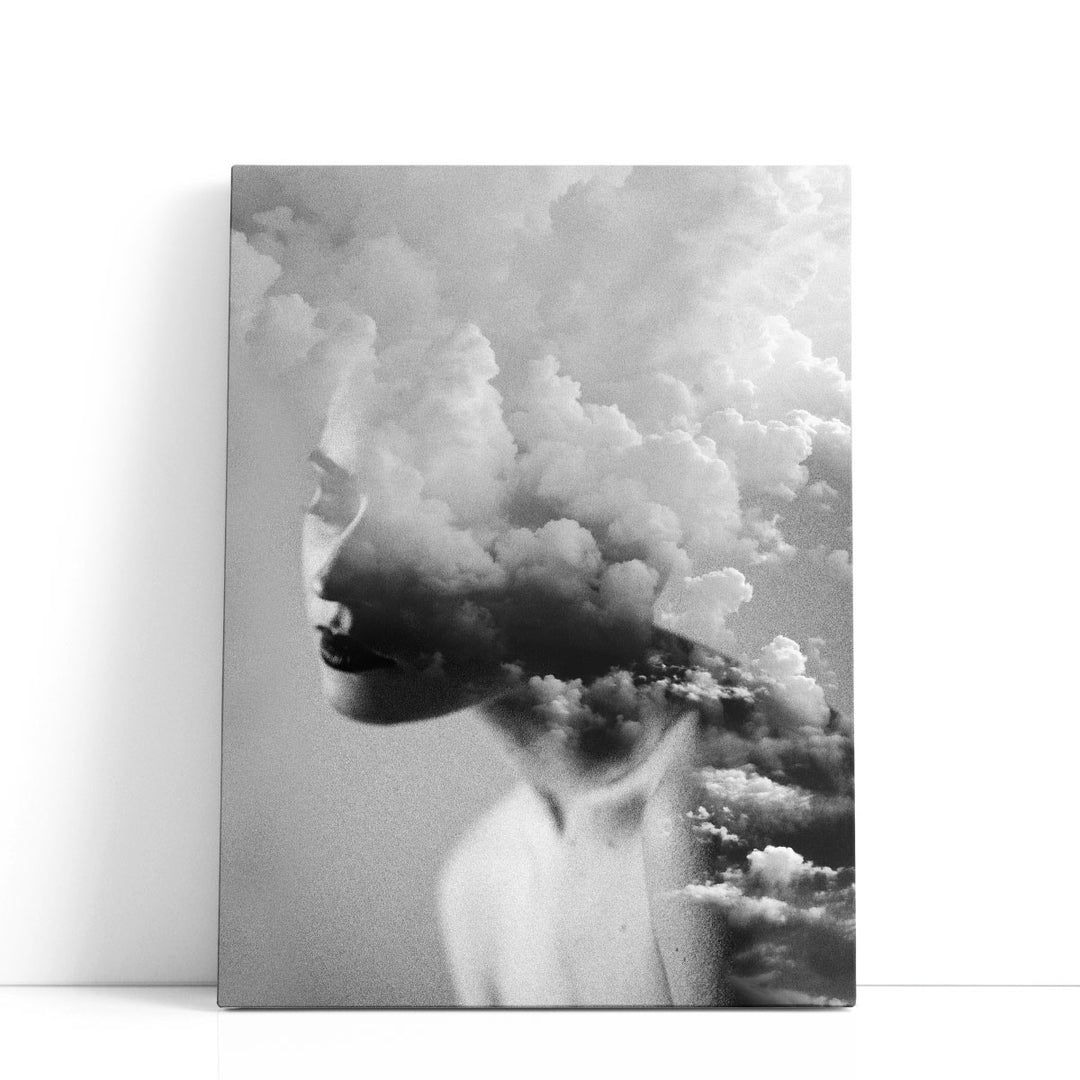 Cloudy Mind Black and White - Canvas Print Wall Art