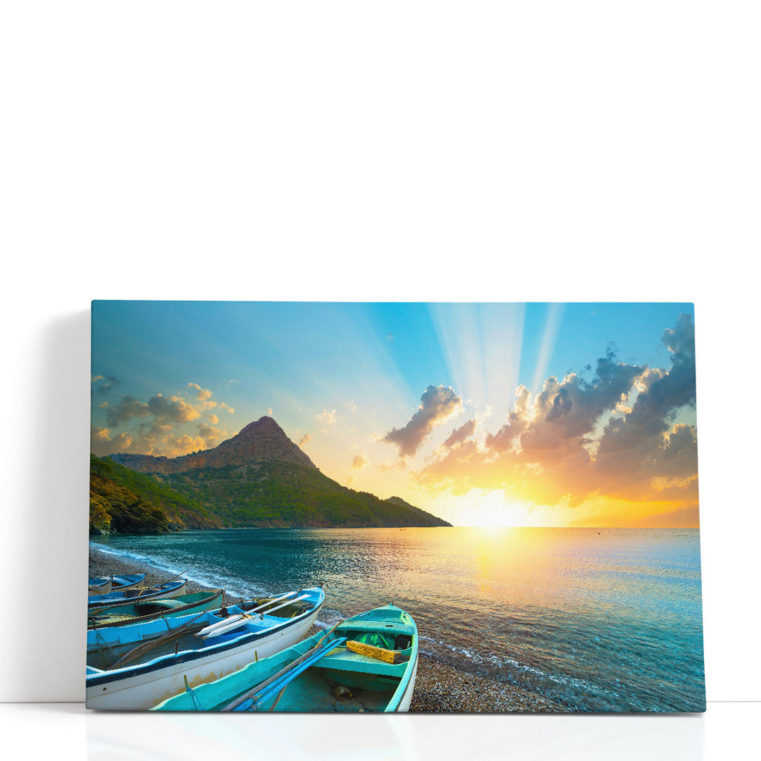 Sunset View On The Mediterranean Beach, Adrasan,  Antalya City - Canvas Print Wall Art