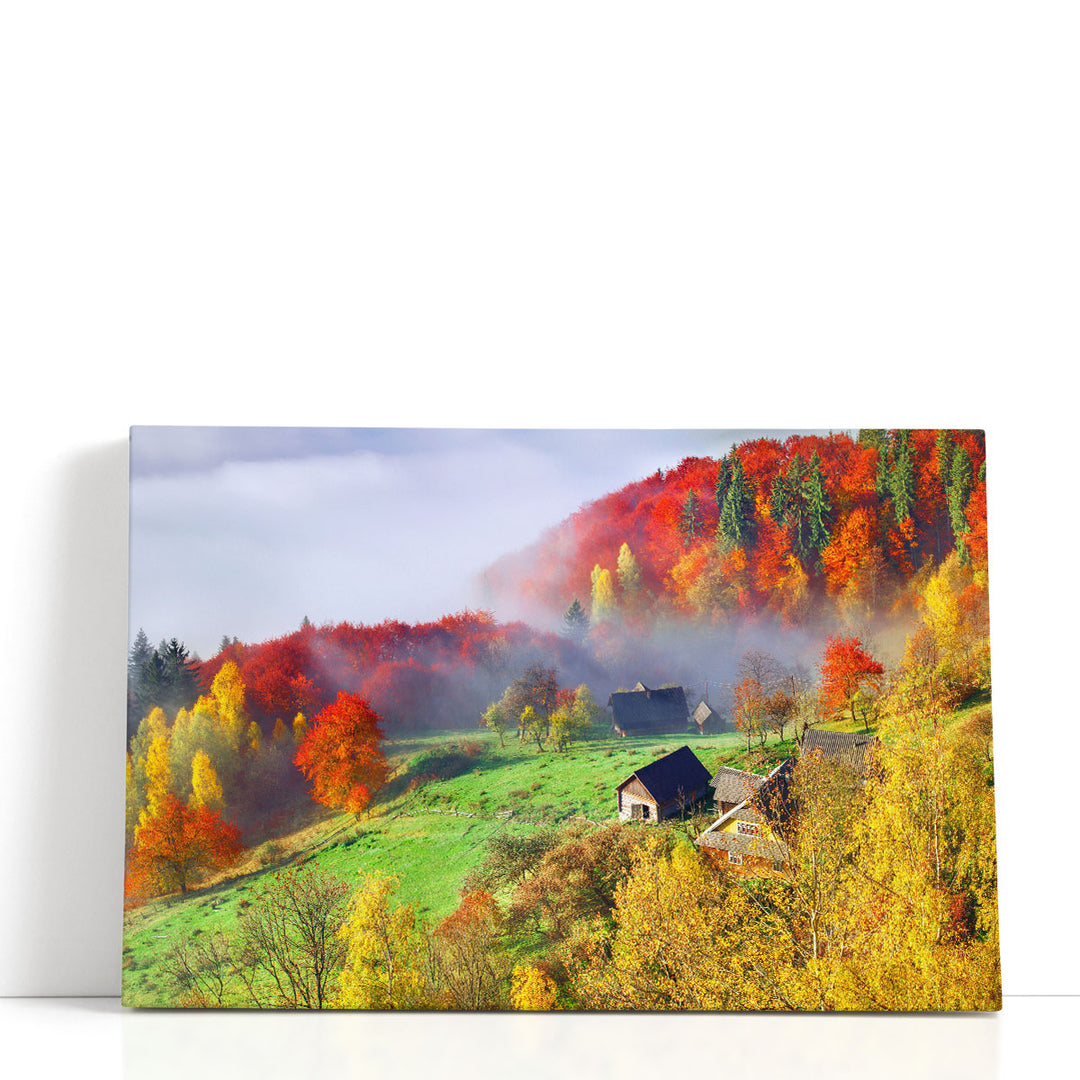 Colorful Autumn Landscape in The Carpathian Mountains - Canvas Print Wall Art