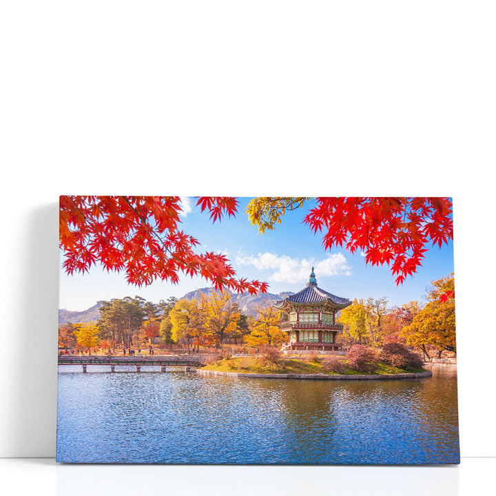 House wall art with maple trees