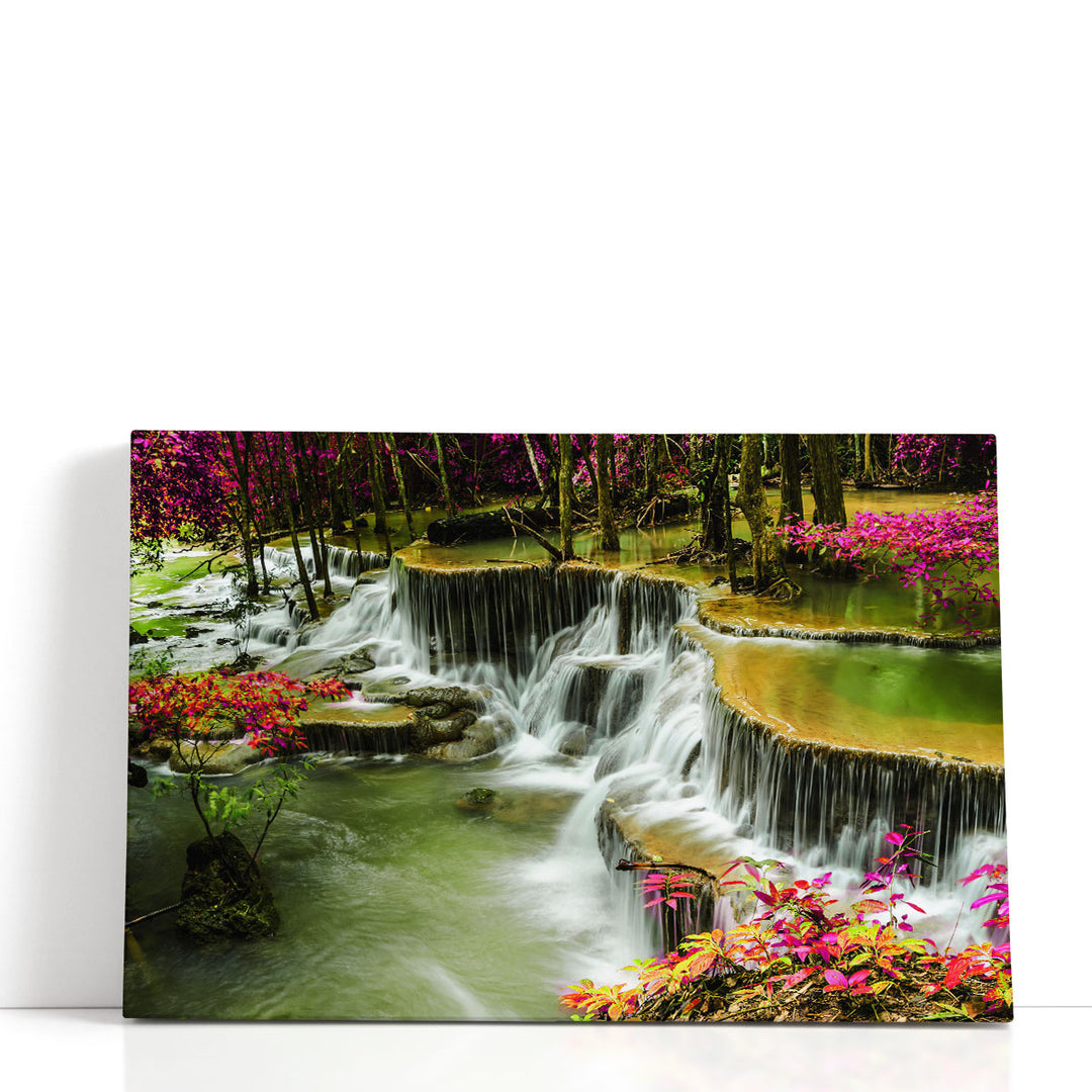 Huay Mae Khamin Waterfall in Tropical Forest, Thailand - Canvas Print Wall Art
