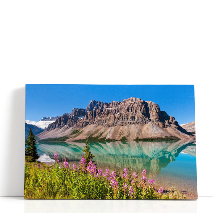 Waputik Range Reflecting on Bow Lake, Banff National Park - Canvas Print Wall Art