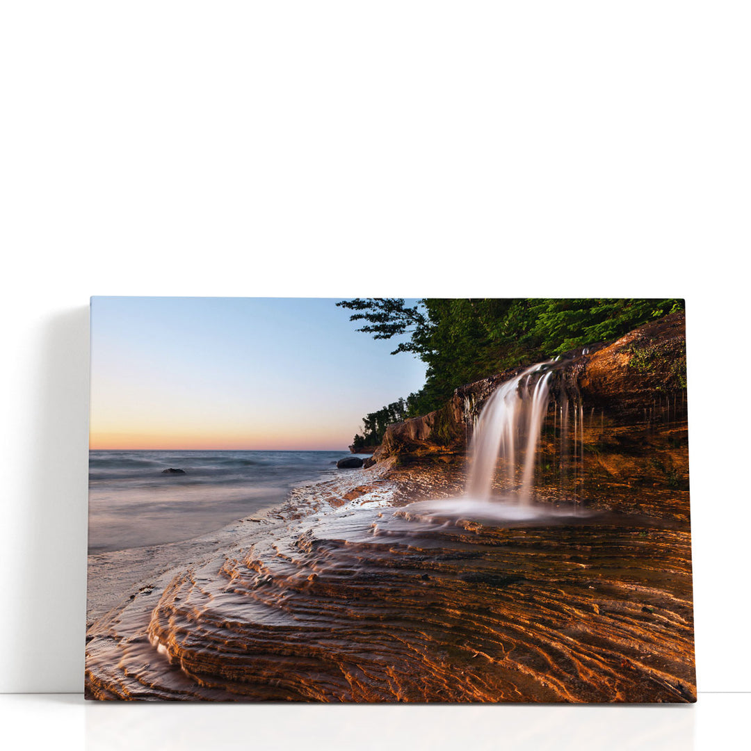 Waterfall at Pictured Rocks National Lakeshore, Lake Superior - Canvas Print Wall Art