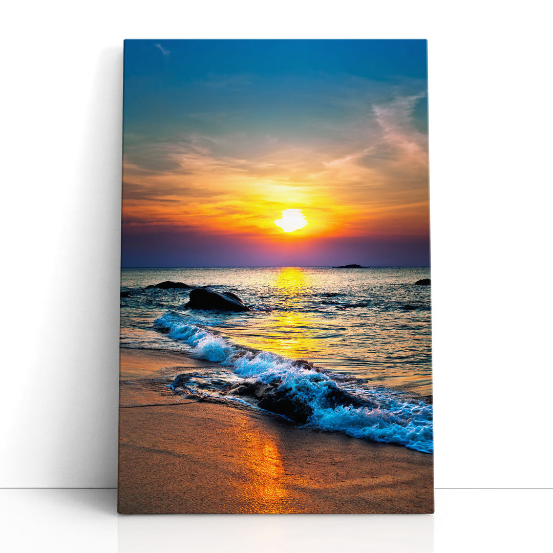 Colorful Sunset and The Seashore - Canvas Print Wall Art