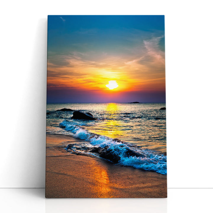 Colorful Sunset and The Seashore - Canvas Print Wall Art