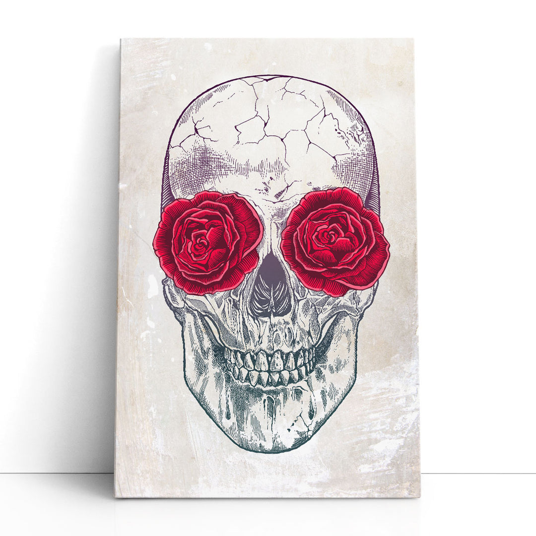 Skull And Roses - Canvas Print Wall Art