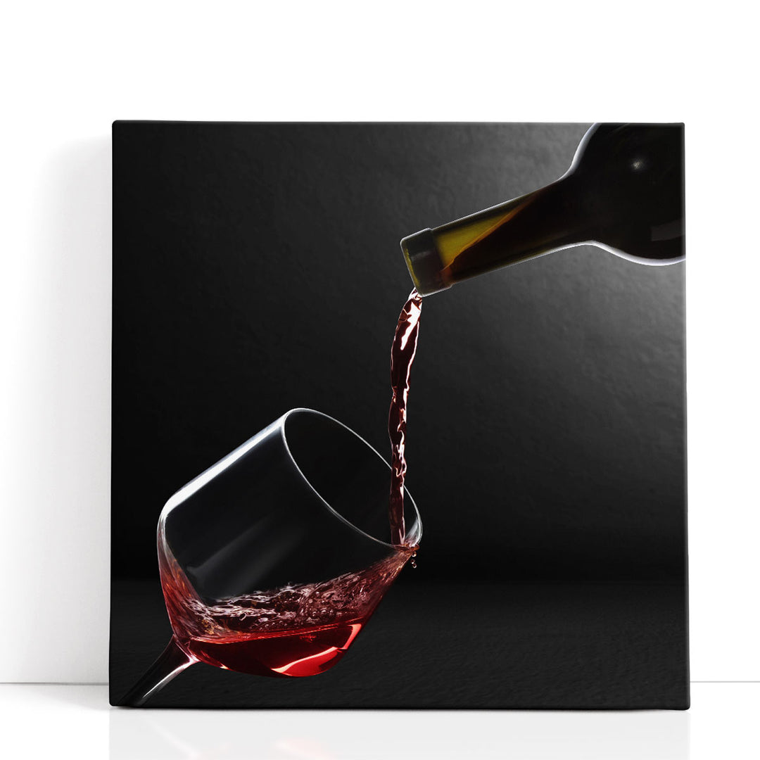 Wine On Black Background - Canvas Print Wall Art