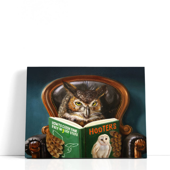 Owl With Book - Canvas Print Wall Art