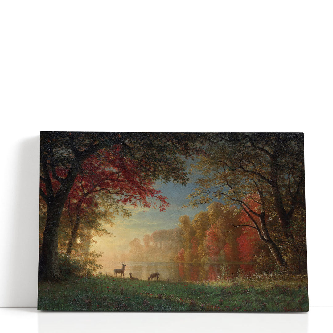 Nature Scenery Canvas Painting – twilight lake panorama