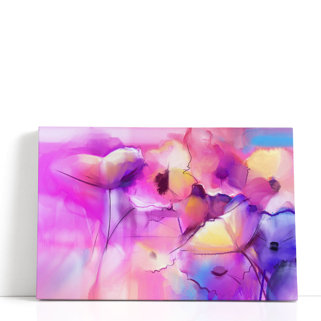 Abstract Tulip Flowers Watercolor Painting - Canvas Print Wall Art