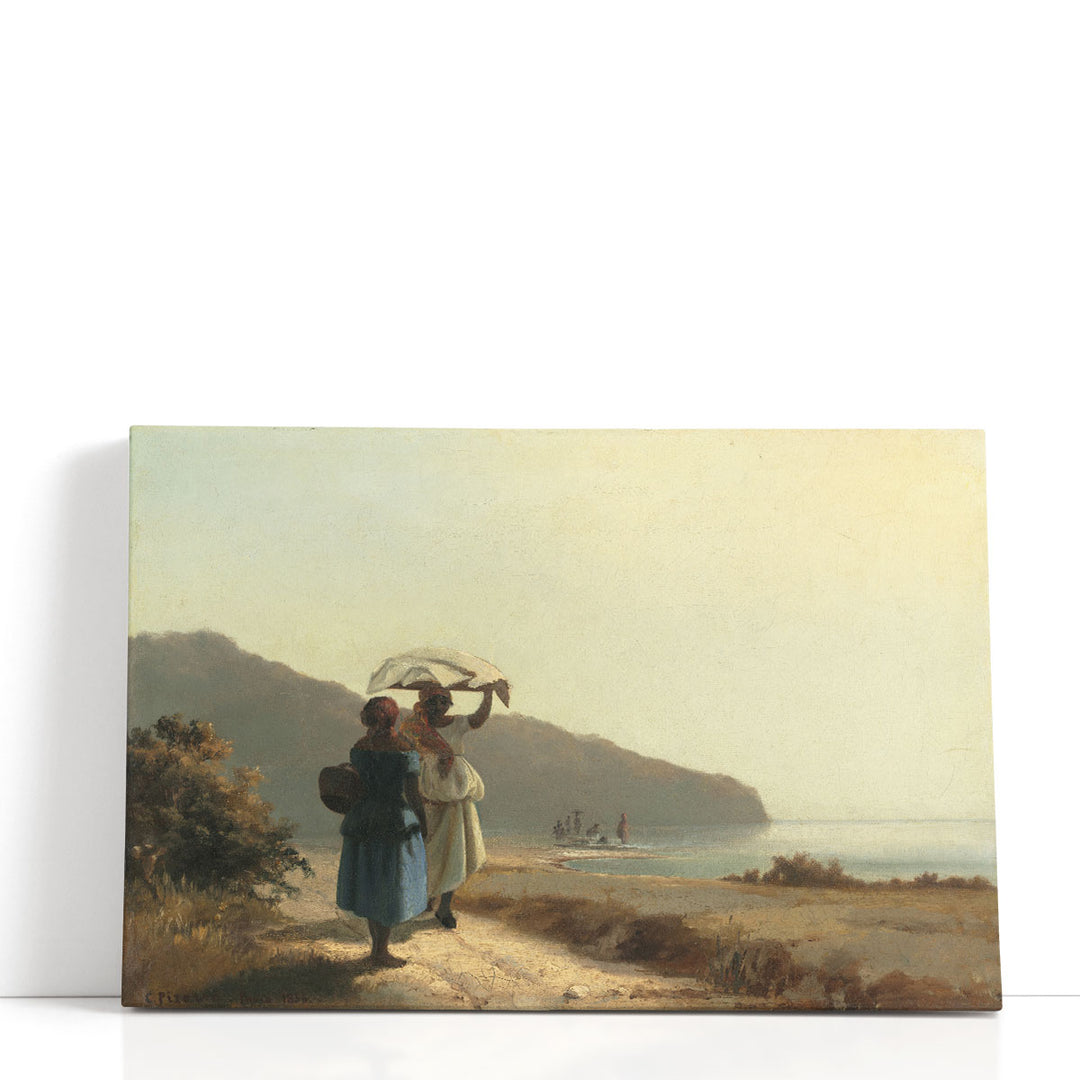Two Women Chatting by the Sea, St. Thomas, 1856 - Canvas Print Wall Art